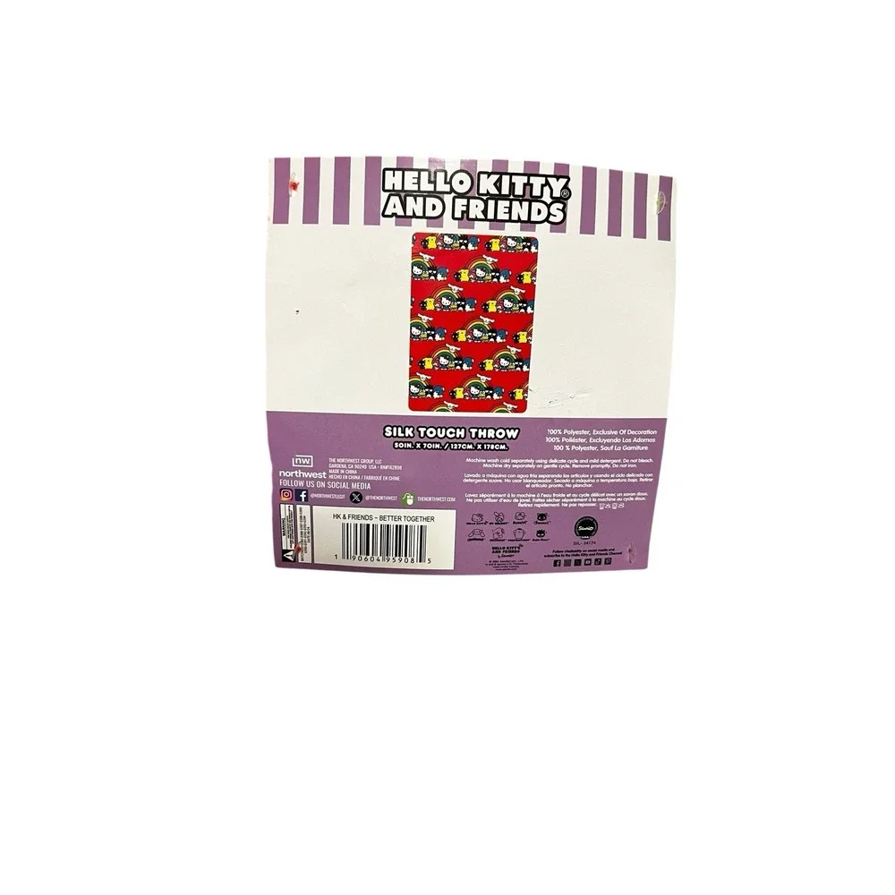 Hello Kitty & Friends Silk Touch Throw Blanket 50x70 Red Rainbow Better Together